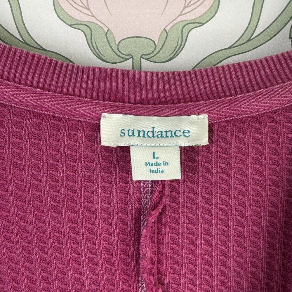 Sundance Pink Raw Seam Waffle Knit Thermal Long Sleeve Tunic Top - Size - Large - Picture 5 of 6